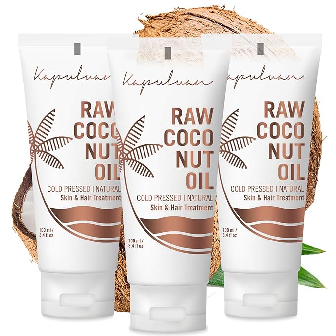 Coconut Oil for Skin & Hair – Organic, Cold Pressed, Extra Virgin & Unrefined | Natural Moisturizer & Hair Growth | 3 Pack (100ml)