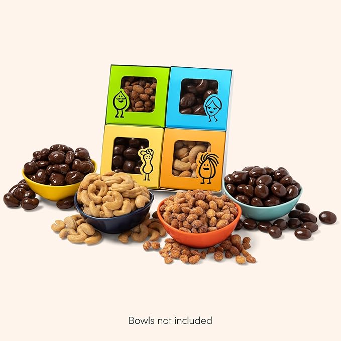 Nuts.com – Sweet and Salty Gift Tray for Fall, Thanksgiving and Festive Gifts — Healthy Snack Sampler Box, 1.25 Lbs of Roasted Cashews, Peanuts, Chocolate-Covered Raisins