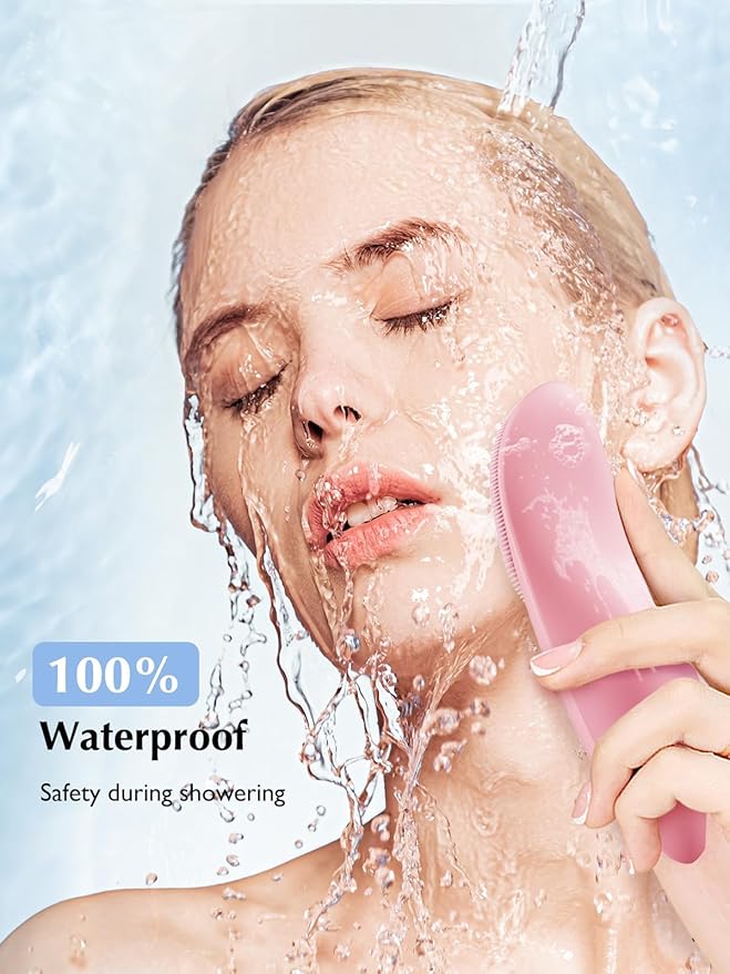 COSLUS Facial Cleansing Brush Silicone Face Scrubber: Waterproof Rechargeable Face Wash Brush, 4 Cleansing Modes, Electric Face Exfoliator for Men Women Cleaning, Exfoliating, Massaging