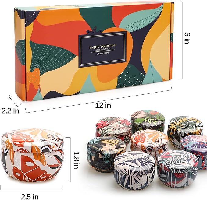 8 Pack Aromatherapy Candle Sets, Soy Wax Jar Candles Sets Gifts for Women, Long Lasting Scented Candles, Candles for Home Scented Ideal for Yoga, Meditation, Spa, Birthday, Christmas Gifts for Home