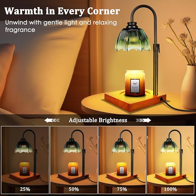 YGS-Tech Candle Warmer Lamp with Timer and Dimmer, Height Adjustable Candle Warmer Lamp for Scented Jar Candles, Birthday Gifts for Women Mom, House Warming Gifts New Home Decor