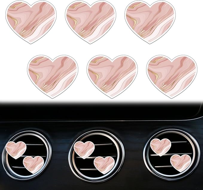 6 Pcs Heart Air Vent Clips, Cute Car Air Fresheners & Decor, Rose Gold
