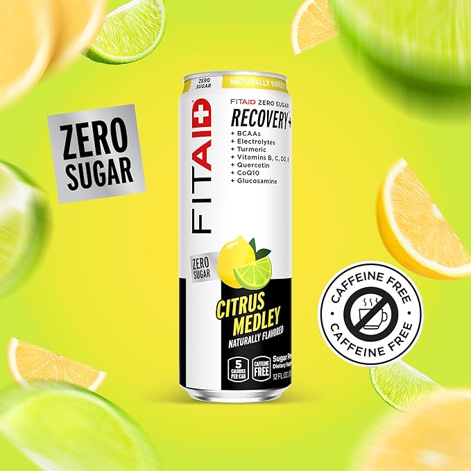 FITAID ZERO Sugar, Keto-Friendly, Number 1 Post-Workout Recovery Drink, Contains Zero Sugar, BCAAs, Glucosamine, 5 Calories, Keto Variety Pack, 12 Fl Oz (Pack of 12)