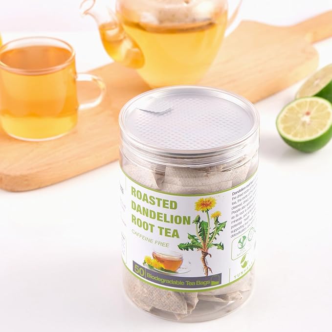 50 Bags Roasted Dandelion Root Tea Bags, 2.5/Bags, Natural Dried Dandelion Root, Health Herb Dandelion Tea Loose Leaf, Caffeine Free