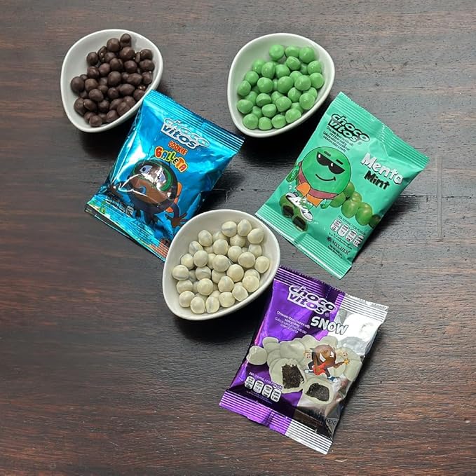 CHOCO VITOS Chocolate Candy, Variety Pack, 24 Packs of 0.98 oz, Varieties: Cookies, Snow, and Mint.