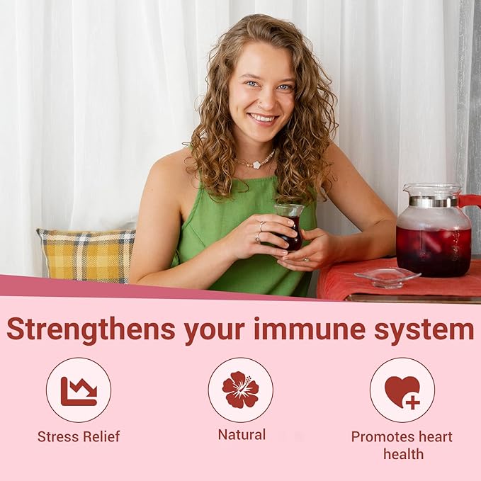 Hibiscus Tea Bags, 100% Natural Hibiscus Flowers Herbal High Blood Pressure Tea Bags, No Sugar/Gluten, Caffeine Free-100 Count (Pack of 1)