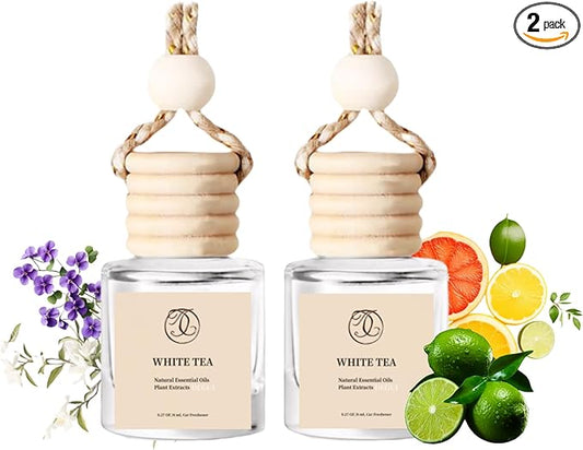 2Pack White Tea Scented Automotive Air Freshener Set, Car Accessories Decoration Hanging Scented Car Diffuser for Men Women Best Gifts