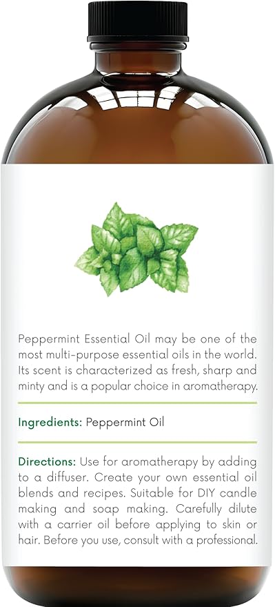 Handcraft Blends Peppermint Essential Oil in Glass Bottle – Huge 16 Fl Oz – 100% Pure and Natural – Premium Grade Oil for Diffuser and Aromatherapy, Skin, Massage, Candle and Soap Making Fragrance