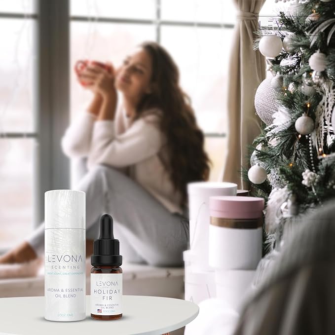 Levona Scent Christmas Essential Oils for Diffuser: Holiday Fir Essential Oil for Diffusers for Home - Essential Oils with Notes of Sandalwood & Amber Oil - Winter Fir and Balsam Fragrance - 10Ml