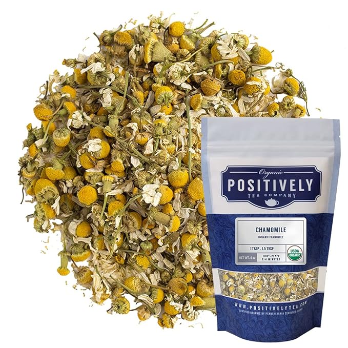 Organic Positively Tea Company, Chamomile, Herbal Tea, Loose Leaf, 4 Ounce