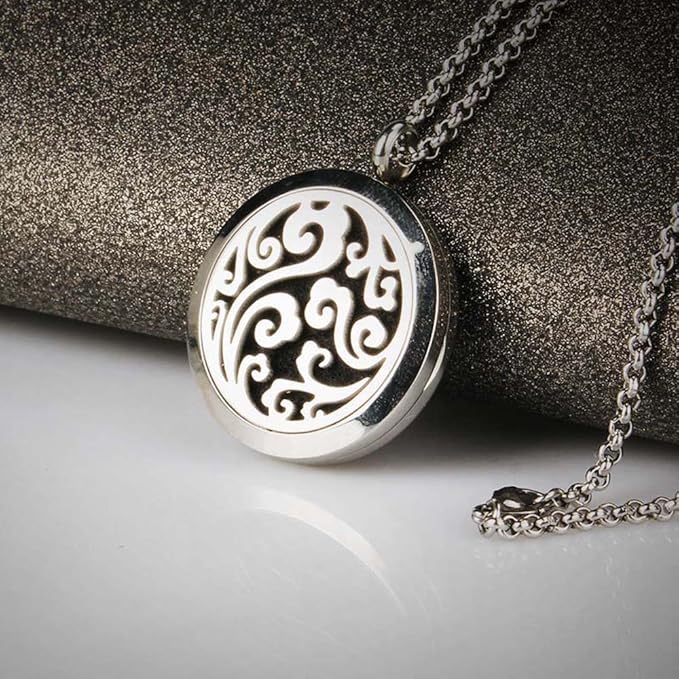 Aromatherapy Essential Oil Diffuser Necklace Cloud Pattern Stainless Steel Locket Pendant