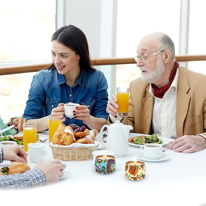 2 Packs Rose and Vanilla &Jasmine Scented Gift Set for Home Christmas, Small Natural Soy Wax Decorative Bohemian Stress Relief Aromatherapy Candles for Women Friends Cowrokers, 3.0" D x 1.8" H