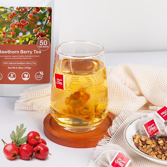 Hawthorn Berry Tea Bags,100% Natural Dried Hawthorn Berries No Caffeine Free Aid Digestion,Boost Immunity-100Tea bags (Pack of 2)