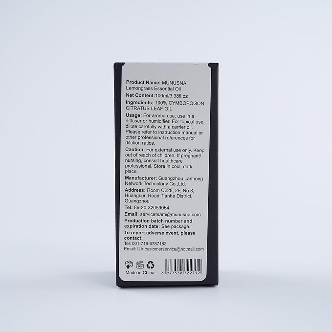 Lemongrass Essential Oil, 100% Natural & Pure Lemongrass Oil 100ML, Premium Grade Essential Oils Aromatherapy Scented Oils for Diffusers, Home Care, Skin, Laundry, Spray, Candle Soap Making