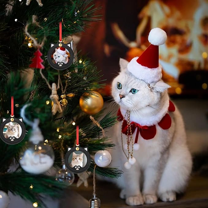 Black Cat-Shaped Mini Photo Frame Christmas Decoration, Mini Cat Picture Frame Xmas Ornaments, Personalized Christmas Decorations Supplies for Family Friends