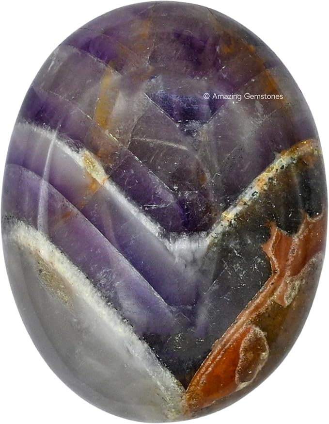Amazing Gemstone Amethyst Chevron Crystals and Healing Stones - Large Palm Stone Crystals Piedra - Crystal for Good Luck, Positive Energy, Meditation - Unique Stocking Stuffers, Gifts for Women, Men