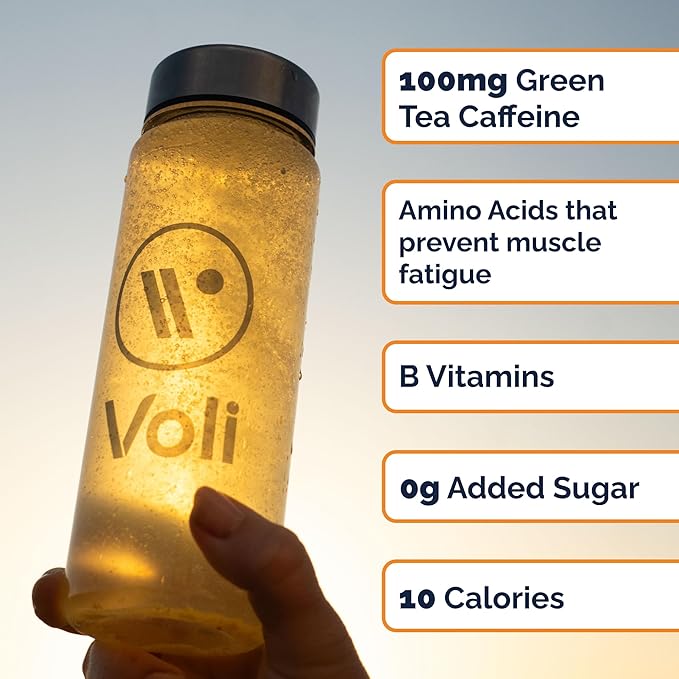 Voli Energy Drink Mix Packets | Natural Pre-Workout Powder with Green Tea Caffeine & B Vitamins, Amino Acids & Electrolytes for Sustained Focus, Hydration & Clean Energy | No Added Sugar, 15-Count