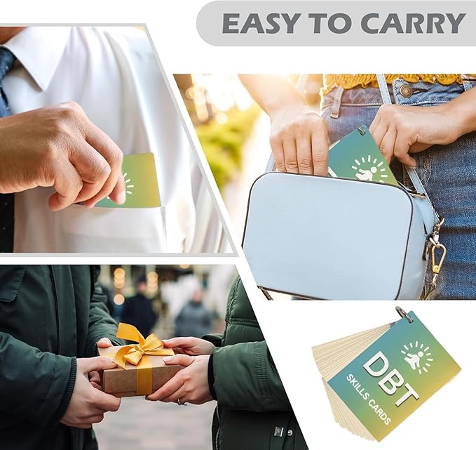 DBT Skills Cards – Dialectical Behavior Therapy Deck | Anxiety Coping Skills, DBT Affirmations, BPD Skills, Cognitive Distortions, Self-Care Tool for Mental Health - 20 DBT Cards