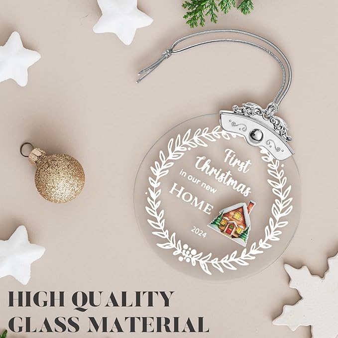 Christmas Tree Ornaments 3 Inch Clear Glass Blanks Round Print Ornament Christmas Hanging Decorative with Silver Ribbon (Home (2024))