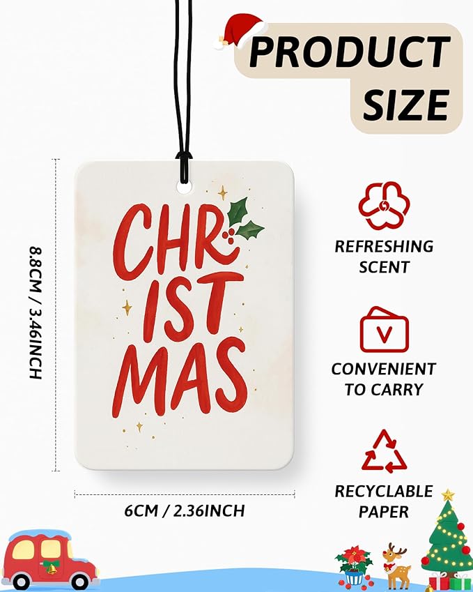 Red Christmas Berry Car Air Freshener 4 Pcs, Retro Winter Snowflake Christmas Hanging Air Freshener for Cars Closet Drawer Books, Xmas Car Accessories Mirror Decor for Women