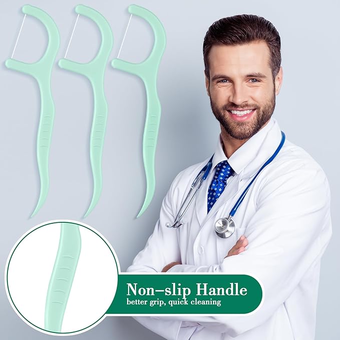 Baderke 600 Count Floss Picks Bulk Dental Flossers Picks for Adults Non Breakable Tooth Picks Flossers Teeth Cleaning Dental for Family Pack Travel(Light Green)