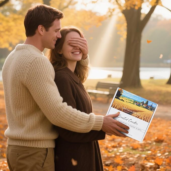 Fall Candles Gift Set – 4 Pack Scented Soy Candles for Home, Autumn Decor, Fall Decorations, Pumpkin Spice, Apple Pie, Cinnamon, Harvest – Great for Halloween & Thanksgiving Gifts