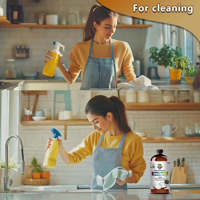 Coconut Essential Oil (16 oz / 480 ml) – Coconut Oils for diffusers, humidifiers, Home Baths, Cleaning Products, Yoga, DIY Soaps and DIY Scented Candles