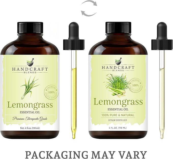 Handcraft Blends Lemongrass Essential Oil – Huge 4 Fl Oz – 100% Pure and Natural – Premium Grade Essential Oil for Diffuser and Aromatherapy, Skin, Massage, Candle and Soap Making Fragrance