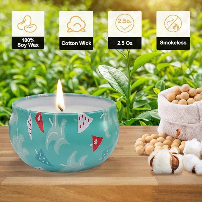 Christmas Candles Gifts Set for Women, Primevolve Scented Candles for 12 Bulk Home Aromatherapy, Strongly Fragrance Long Lasting Portable Travel Tin for Spa Bath Yoga