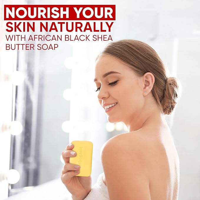 HERBOGANIC African black soap with Shea butter Herbal Soap | Pack of 6 of 5oz soap Bar | Ideal for Men and Women, Soothing and Nourishing Soap for Moisturization