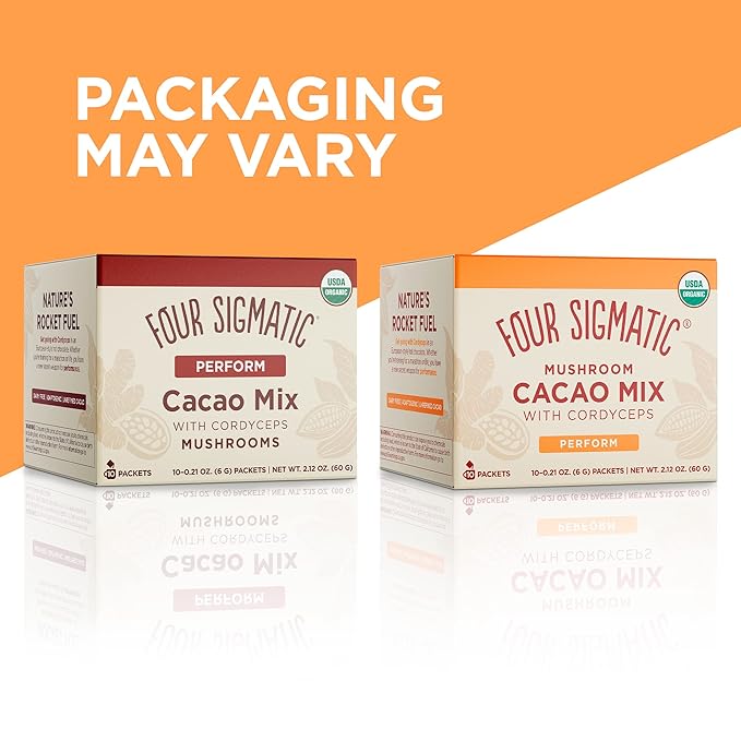 Four Sigmatic Boost Mushroom Cacao | Organic Instant Cacao with Cordyceps & Ginger | Supports Stamina & Energy | Drink it or Bake with it | 10 Packets