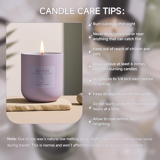 Lilac Blossoms Natural Soy Candle Non Toxic for Home Scented, Purple Aromatherapy Candle Décor Birthday Gifts Ideas for Her Women Mom Daughters Friends, 6.4 Oz