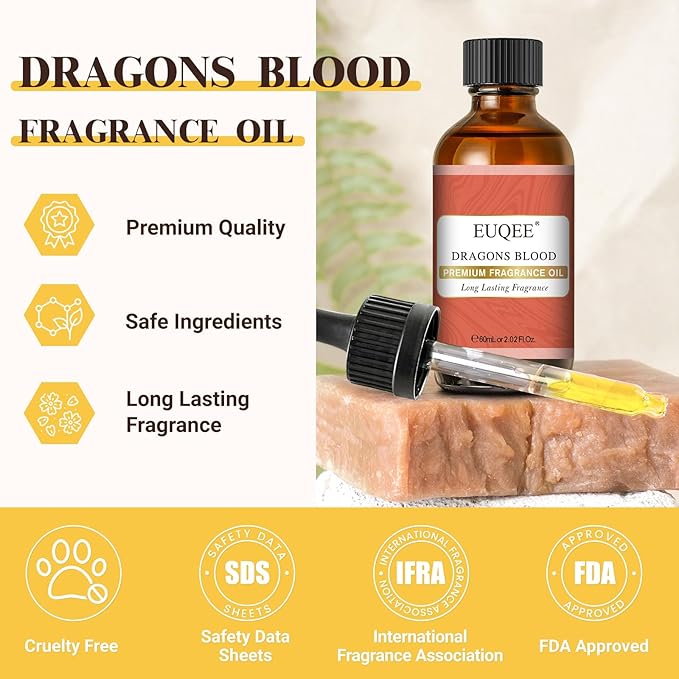 EUQEE Dragons Blood Fragrance Oils, 60ml Scent Essential Oils with Glass Dropper for Diffusers, Soap Making, DIY Bath Bombs - 2.02Fl oz