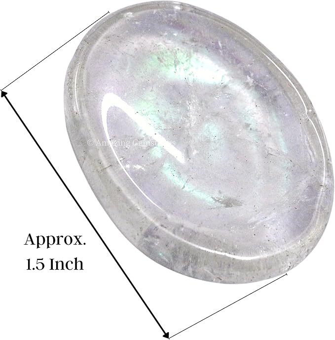 Amazing Gemstone Angel Aura Quartz Worry Stone Crystals and Healing Stones - Worry Stones for Stress Relief Gifts - Piedra Crystal Fidget for Meditation - Unique Stocking Stuffers Gifts for Women