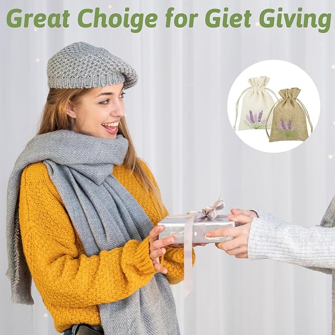 12 PCS Lavender Bags, Burlap Drawstring Bags, Empty Perfume Pouches Drawstring Sachets, Candy Cotton Pouch, Small Jute Bag for Jewelry Candy Wedding