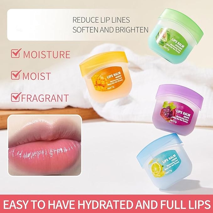 8Pcs Fruit Flavored Lip Care Set, Admd Lip Balm Set, 4-In-1 Mini Lip Balms Can Be Used Glosses, Moisturizing and Repairing Lip Mask, for Dry Peeling & Reducing Lip Lines (1Set)