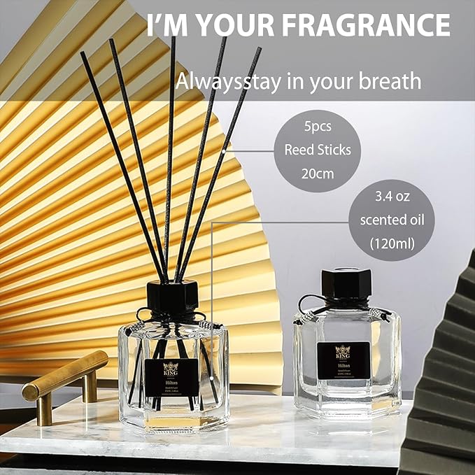 Reed Diffuser & Oil Diffuser Sticks with Flower, Aromatherapy, Home & Kitchen Décor,Fragrance and Gifts (120ml) Hilton Hottle.