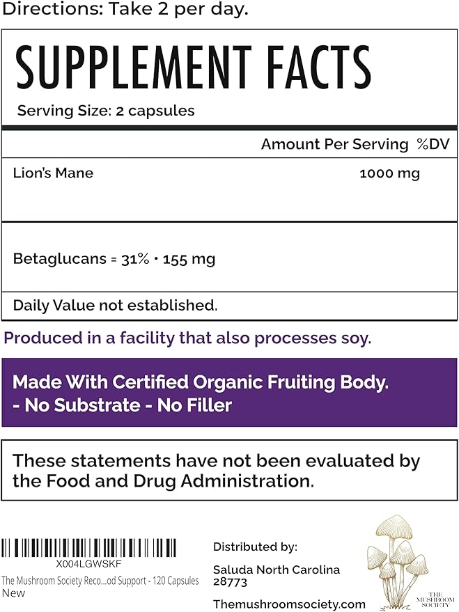 Brain Gain Lion’s Mane Supplement - 1000 mg Organic Dual Extraction with 30% Beta-Glucans for Memory, Focus & Brain Health - 120 Vegan Capsules