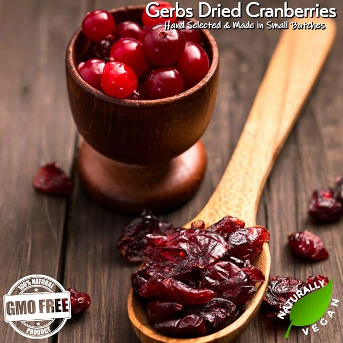Gerbs Dried Cranberries 4 lbs. | Unsulfured, No Additives, Resealable Bag | Naturally Tart & Juicy | Top 14 Allergen-Free
