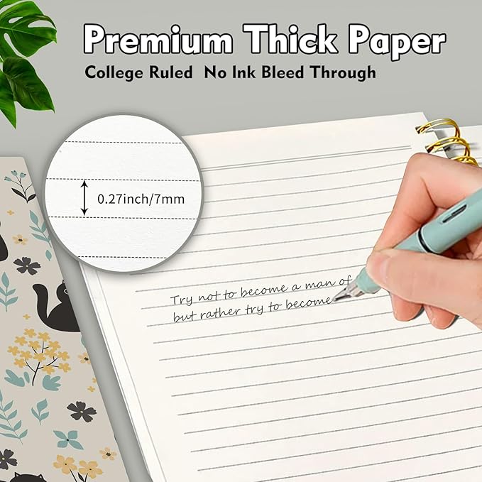 Cute Spiral Notebook, Journal for Women, Hardcover Spiral Journal, 5.5 x 8.3 Inches, 120 Pages,100gsm Paper, for Gifts Nurse Teacher Women Office Supplies(Cute Black Cat)