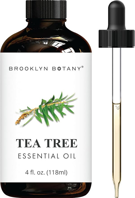 Brooklyn Botany Tea Tree Essential Oil - Huge 4 Fl Oz - 100% Pure and Natural - Premium Grade with Dropper - for Aromatherapy and Diffuser