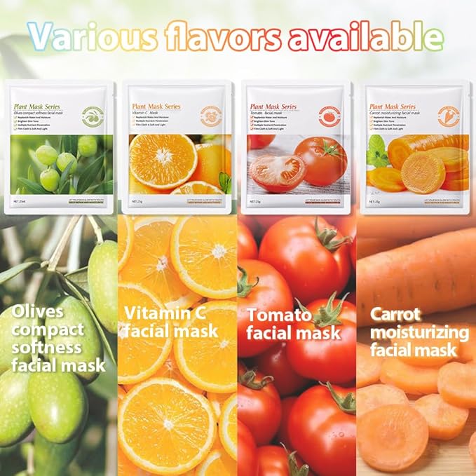 Kaely 10 Pack Variety Sheet Masks, Spa Party Face Masks for Kids Skin Care, Facial Mask Skincare Set Korean, Moisturize Nourish for All Skin Types, Christmas Gifts for Women Men Girls, Set12