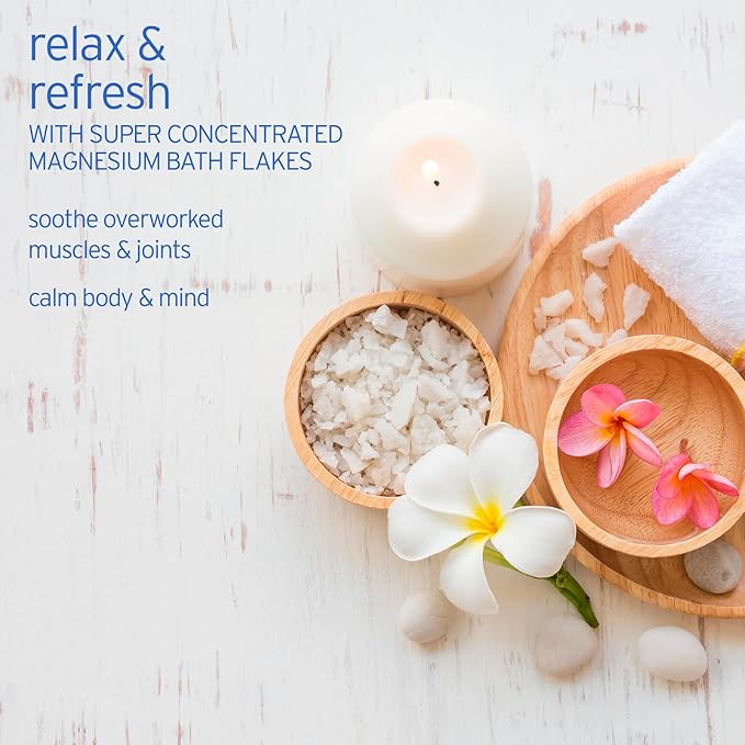 Life-flo Pure Magnesium Bath Flakes - Relaxing Bath Soak - Concentrated Magnesium Chloride Flakes from The Zechstein Seabed - Relief and Relaxation w/Ancient Trace Minerals - 60-Day Guarantee, 1.65lb