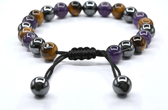 Natural Healing Crystal Bracelet for Women - Mens Bracelet Energy Balancing Gemstones Set - Adjustable Stone Bead Bracelet for Men and Women - Chakra Crystal Therapy Accessory, Meditation