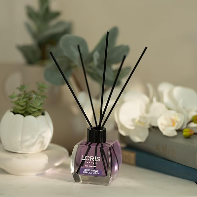 Loris Reed Diffuser - Citrus&Lavender - Aromatic Home Fragrance with Natural Essential Oils, 4.06 fl oz/120 mL – Long‑Lasting, Non‑Toxic, Gift Ready Scented Diffuser with Sticks for Room & Bathroom
