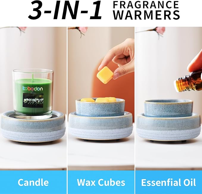 Candle Wax Melt Warmer with Timer Ceramic Electric Wax Melt 4-in-1 Oil Burner Adjusting Temperature Fits Yankee Large Jar Scented Candle for Home Decor Birthday Gifts for Women Mom Grandma Girls