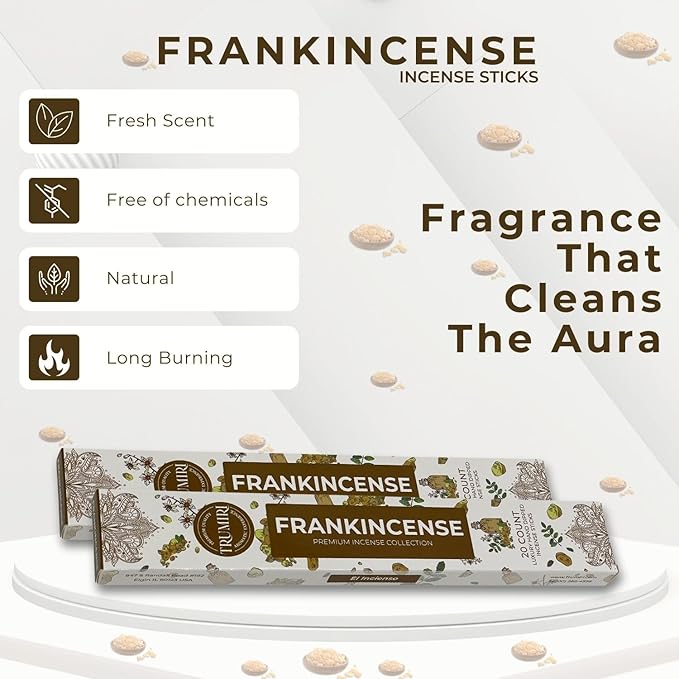Frankincense Incense Sticks - Incienso de Iglesia - Total 120 Insence-Sticks - 6 Packs of 20 Insense - for Catholic Church Prayer - Inscents - Natural Non Toxic Ingredients - Incents - Incence