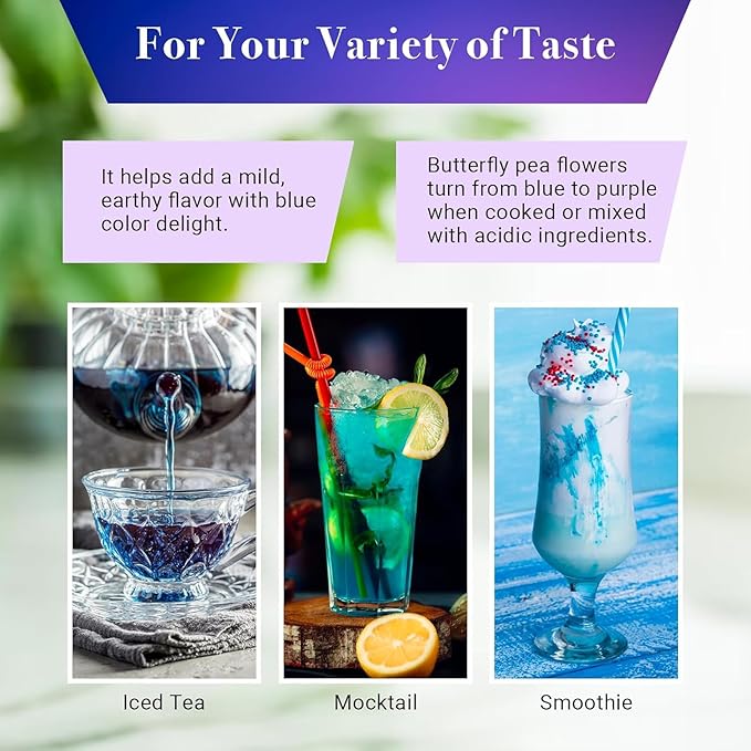 Butterfly Pea Flower Dried 4oz (300+ Cups) | Blue Butterfly Pea Flower Tea | Beautiful Blue Or Purple Food Coloring | Premium Quality | By Yogi's Gift®