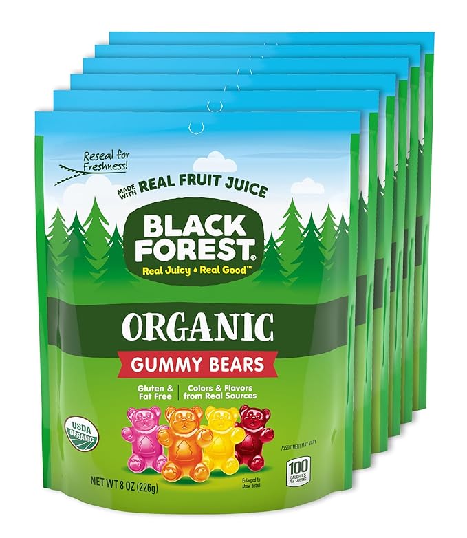 Black Forest Organic Gummy Bears Candy, 8 Ounce Bags (Pack of 6)
