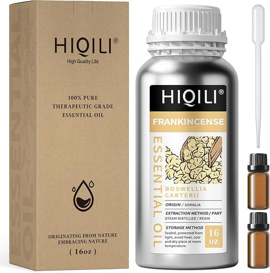 HIQILI 16 Fl Oz Frankincense Essential Oil, for Massage Skin Care, Diffuser, Aromatherapy, 100% Pure Undiluted